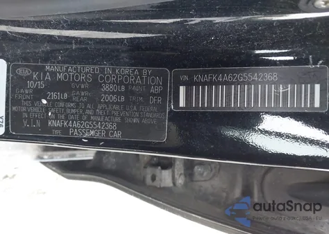 2016 Kia Forte Lx из США, поврежденный, VIN KNAFK4A62G5542368